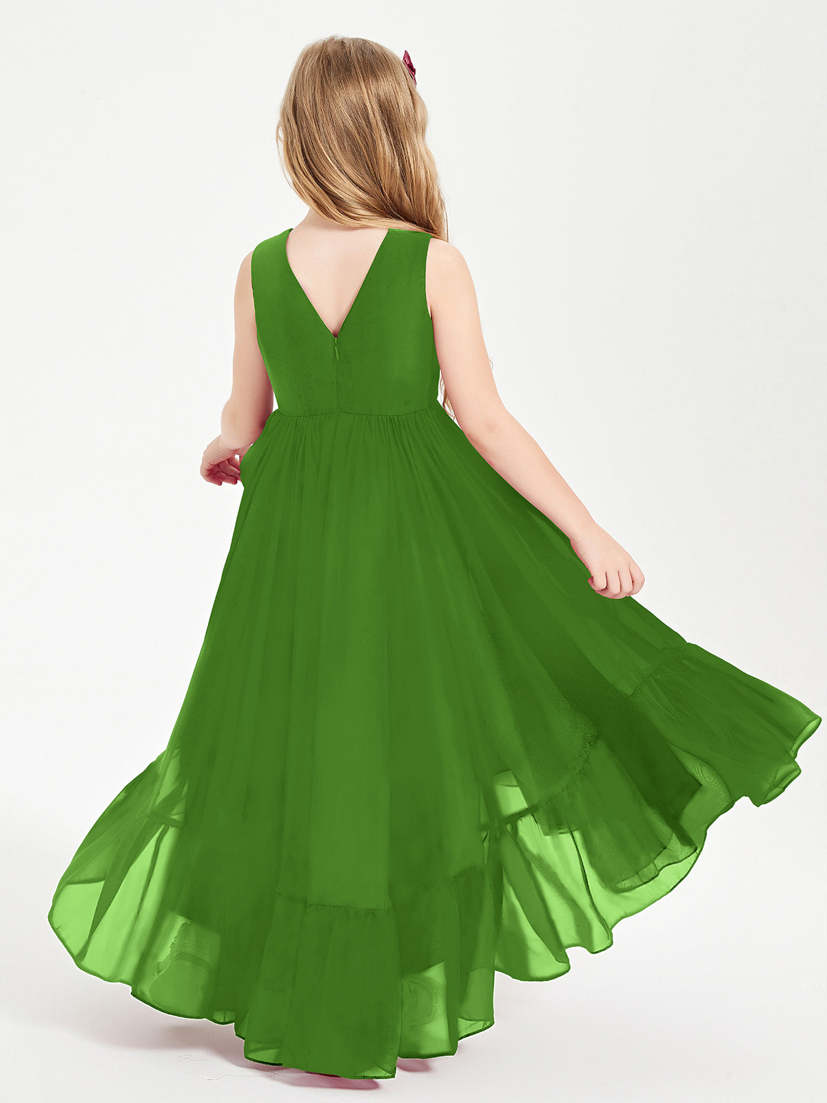 Cascading Skirt Boho Dresses for Junior Bridesmaids Moss